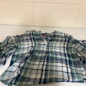 Vince Camuto Plaid Blouse in Green and Blue